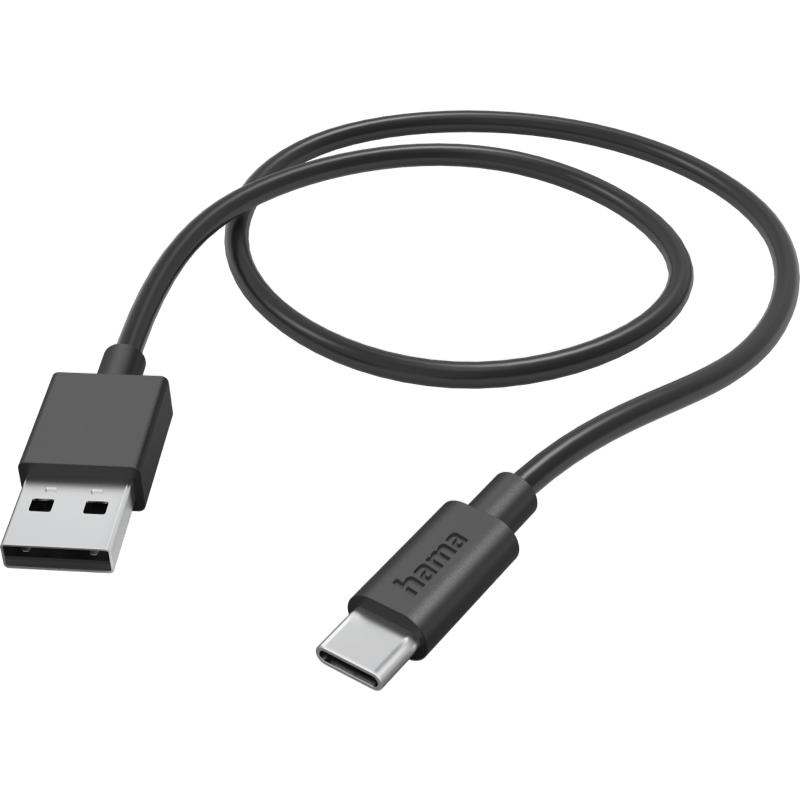 Hama kabel ładujący data USB-A - USB-C 1m czarny front
