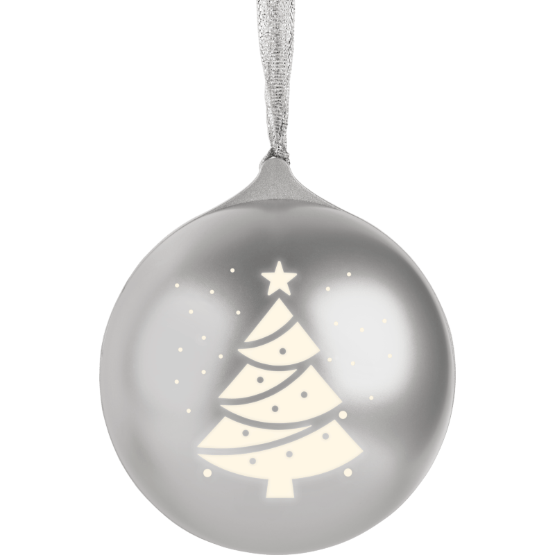 temp Bombka z głośnikiem i muzyką świąteczną XMAS BB srebrna front