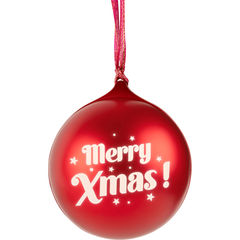 temp Bombka z głośnikiem i muzyką świąteczną XMAS BB czerwona front