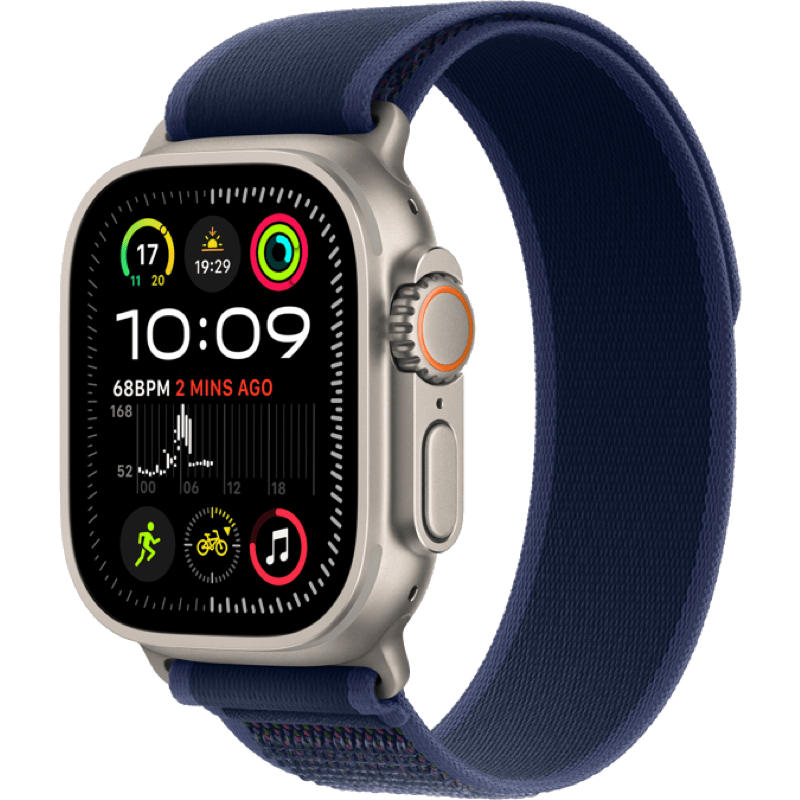 Apple Watch Ultra 2 GPS + eSIM (Cellular) 49mm (2024) niebieski pasek front lewy obrót