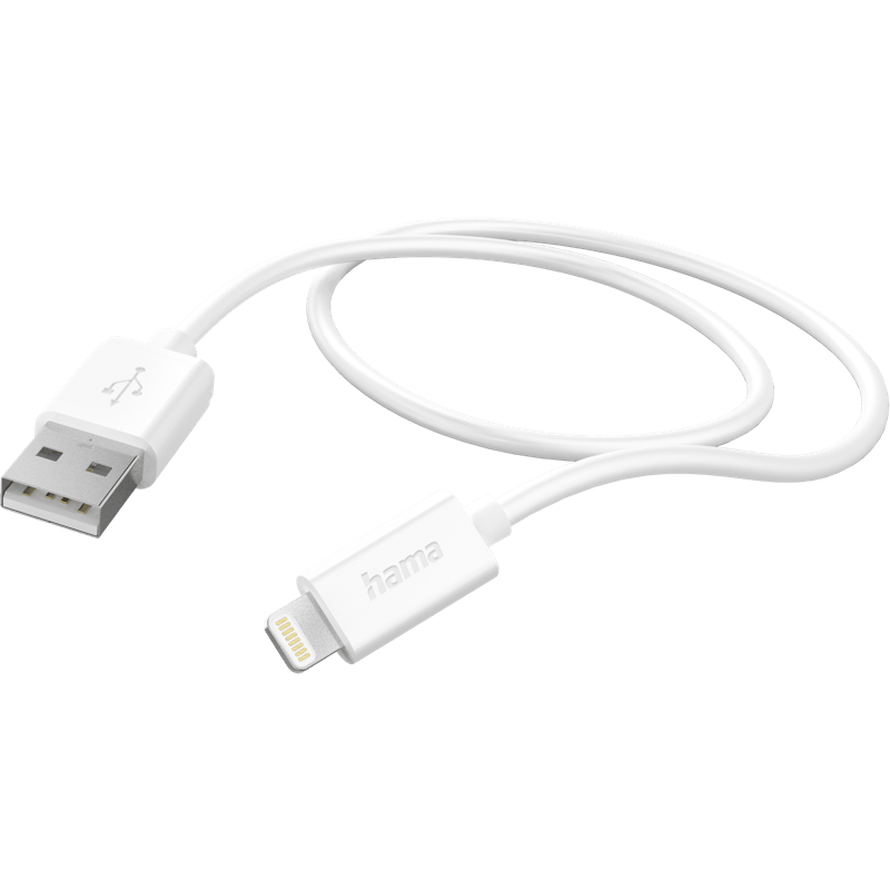 Hama kabel ładujący data Lightning 1m biały front