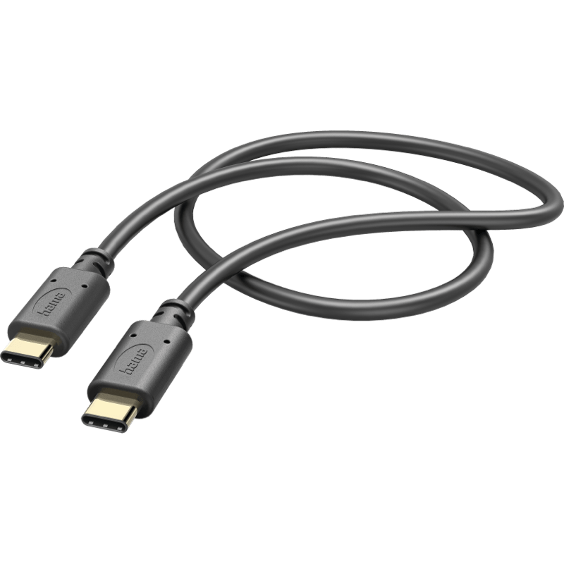 Hama kabel ładujący/data USB Typ-C/Typ-C 1,5m czarny front