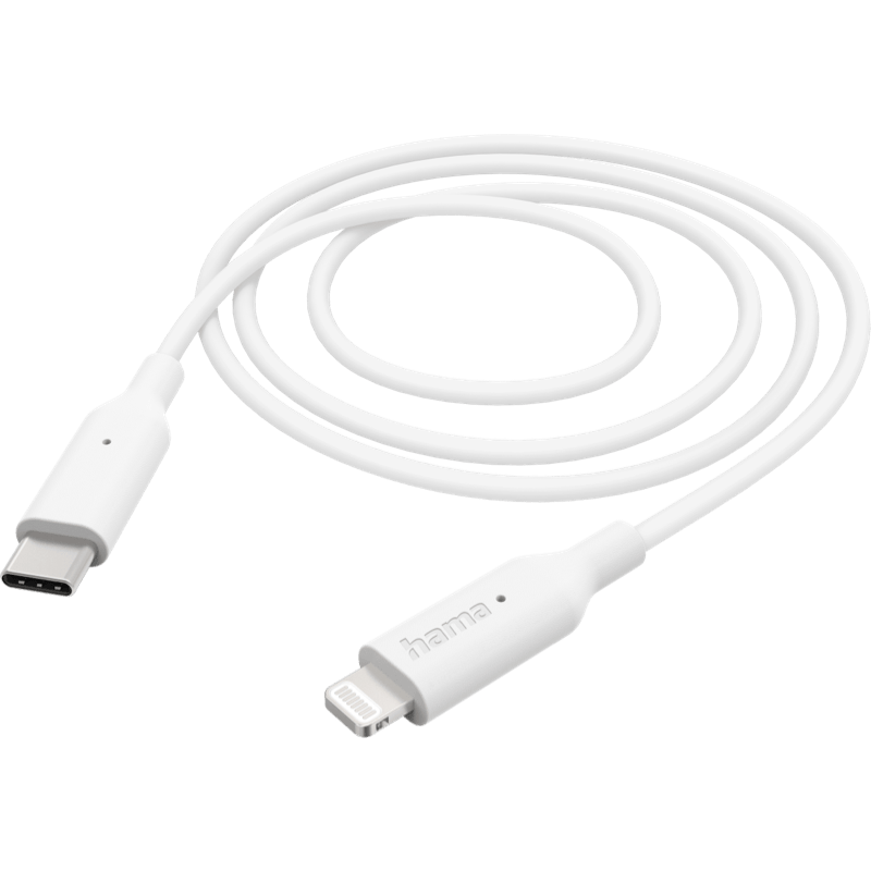 Hama kabel ładujący data Lightning Typ-C MFI 1m biały front